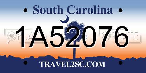 1A52076 South Carolina License Plate