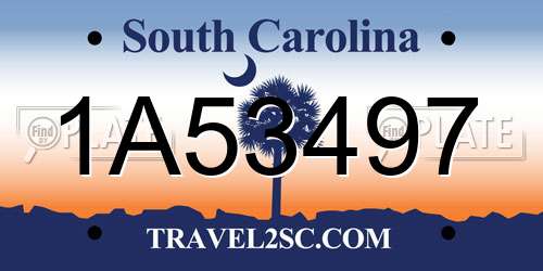 1A53497 South Carolina License Plate