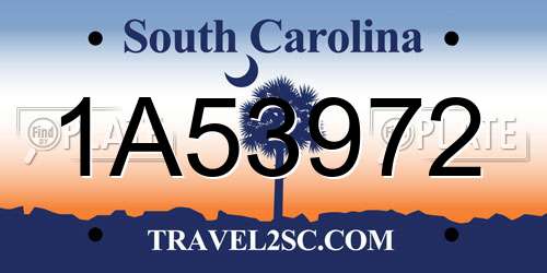 1A53972 South Carolina License Plate