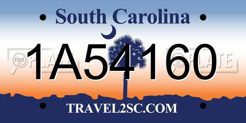 1A54160 South Carolina License Plate