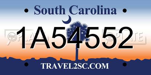 1A54552 South Carolina License Plate