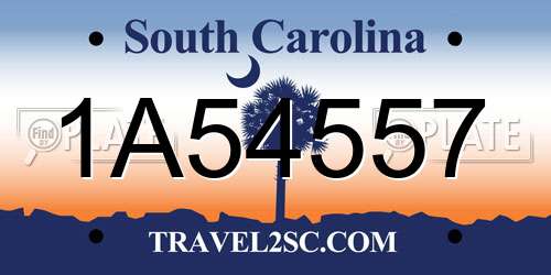 1A54557 South Carolina License Plate