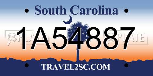 1A54887 South Carolina License Plate