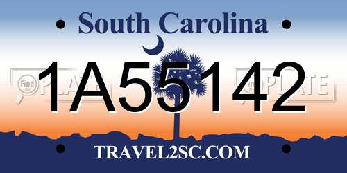 1A55142 South Carolina License Plate