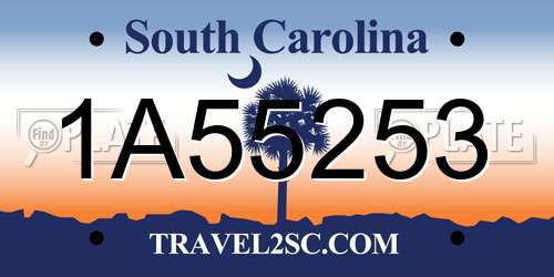 1A55253 South Carolina License Plate