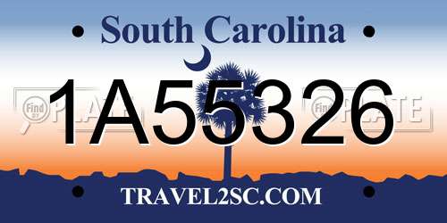 1A55326 South Carolina License Plate