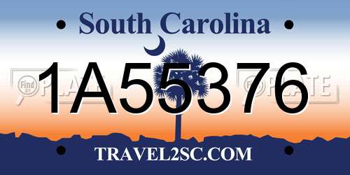 1A55376 South Carolina License Plate