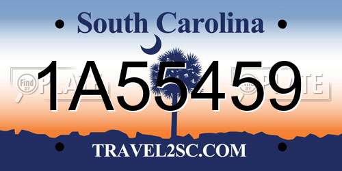 1A55459 South Carolina License Plate