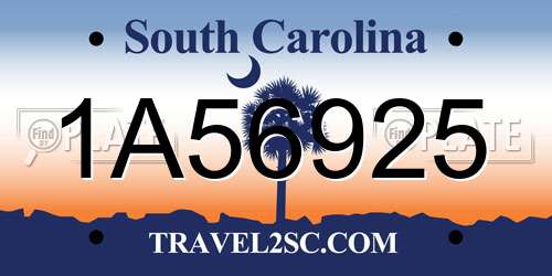 1A56925 South Carolina License Plate
