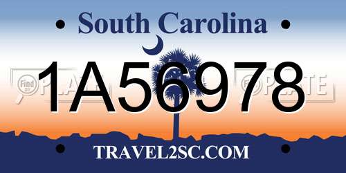 1A56978 South Carolina License Plate