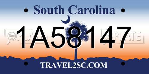 1A58147 South Carolina License Plate