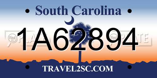 1A62894 South Carolina License Plate