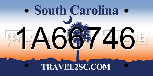 1A66746 South Carolina License Plate
