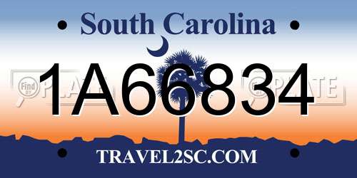 1A66834 South Carolina License Plate