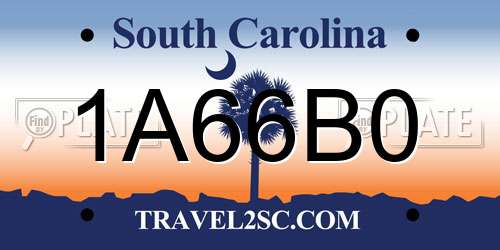 1A66B0 South Carolina License Plate