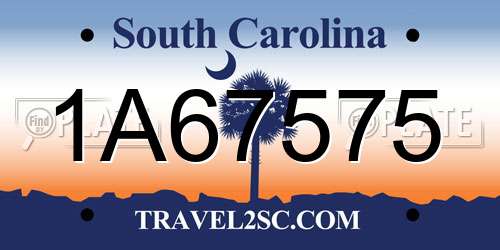 1A67575 South Carolina License Plate