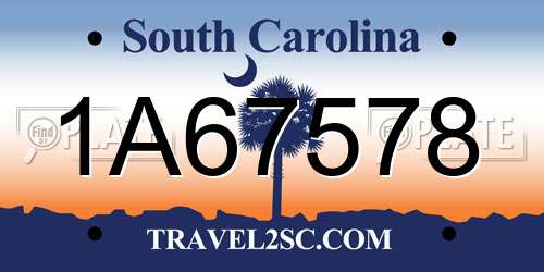1A67578 South Carolina License Plate