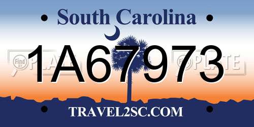 1A67973 South Carolina License Plate
