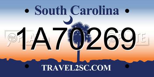 1A70269 South Carolina License Plate