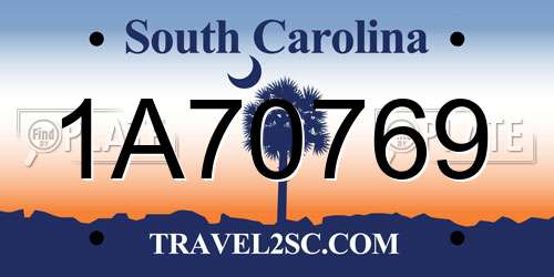 1A70769 South Carolina License Plate