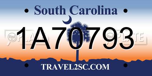 1A70793 South Carolina License Plate