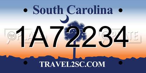 1A72234 South Carolina License Plate