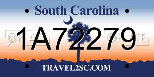 1A72279 South Carolina License Plate