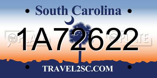 1A72622 South Carolina License Plate