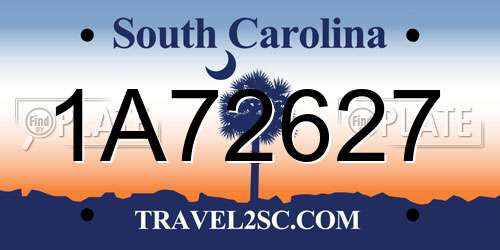 1A72627 South Carolina License Plate