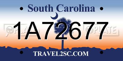 1A72677 South Carolina License Plate
