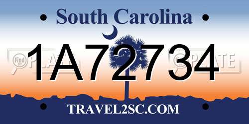 1A72734 South Carolina License Plate