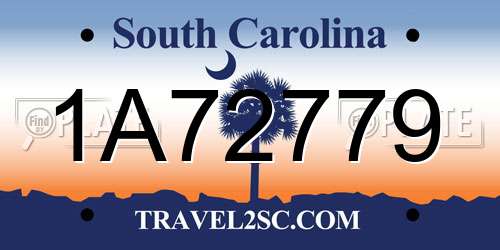 1A72779 South Carolina License Plate