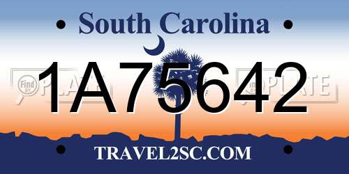 1A75642 South Carolina License Plate
