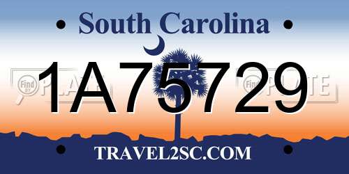 1A75729 South Carolina License Plate