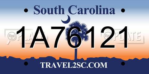 1A76121 South Carolina License Plate