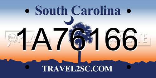 1A76166 South Carolina License Plate