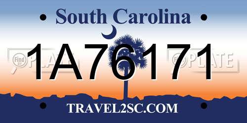 1A76171 South Carolina License Plate