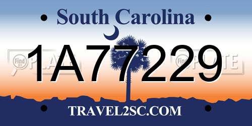 1A77229 South Carolina License Plate