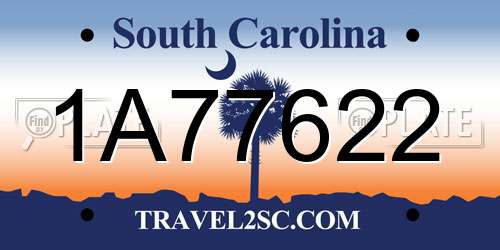 1A77622 South Carolina License Plate