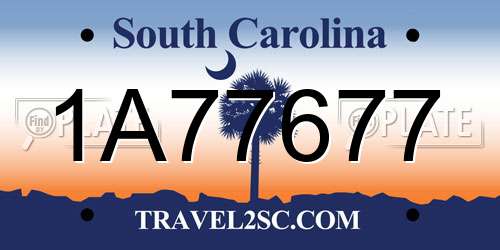 1A77677 South Carolina License Plate