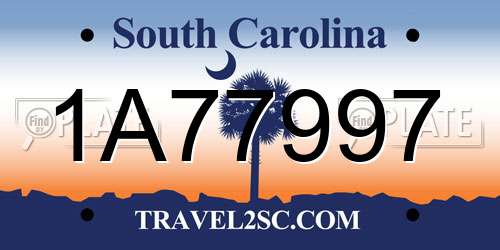 1A77997 South Carolina License Plate