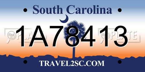 1A78413 South Carolina License Plate