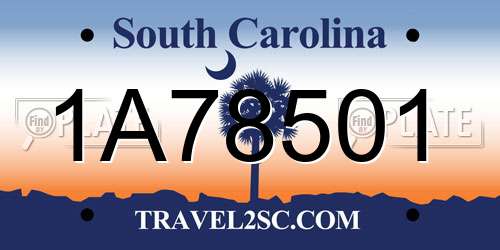 1A78501 South Carolina License Plate