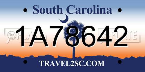 1A78642 South Carolina License Plate
