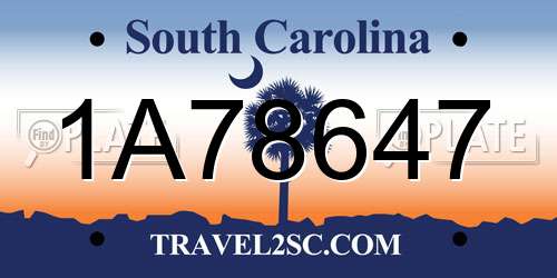 1A78647 South Carolina License Plate