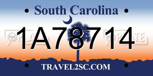 1A78714 South Carolina License Plate