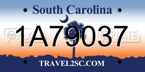 1A79037 South Carolina License Plate