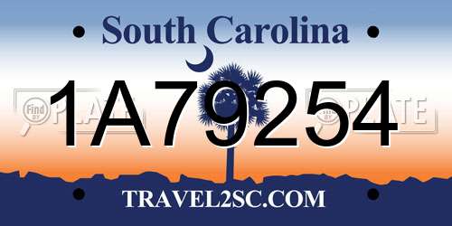 1A79254 South Carolina License Plate