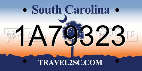 1A79323 South Carolina License Plate