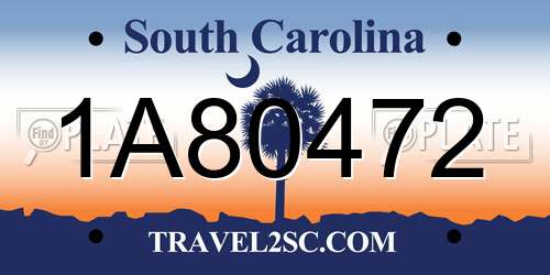 1A80472 South Carolina License Plate